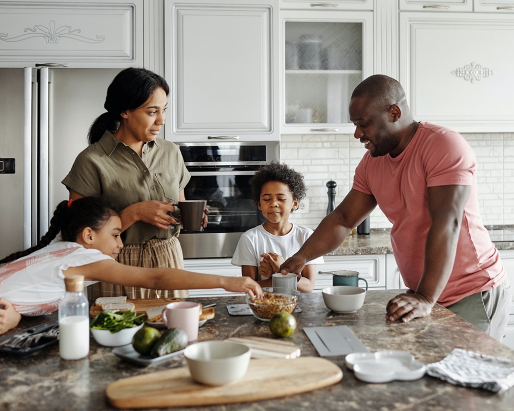 portrait of family standing together